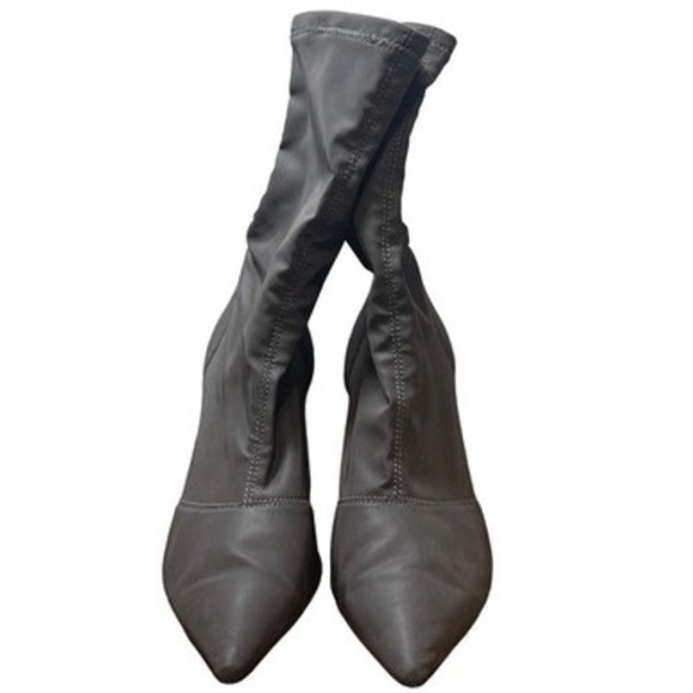 Season 8 Grey Stretch Knit Pointed Toe Heeled Sock Boots Ankle Booties Women's - Picture 8 of 8